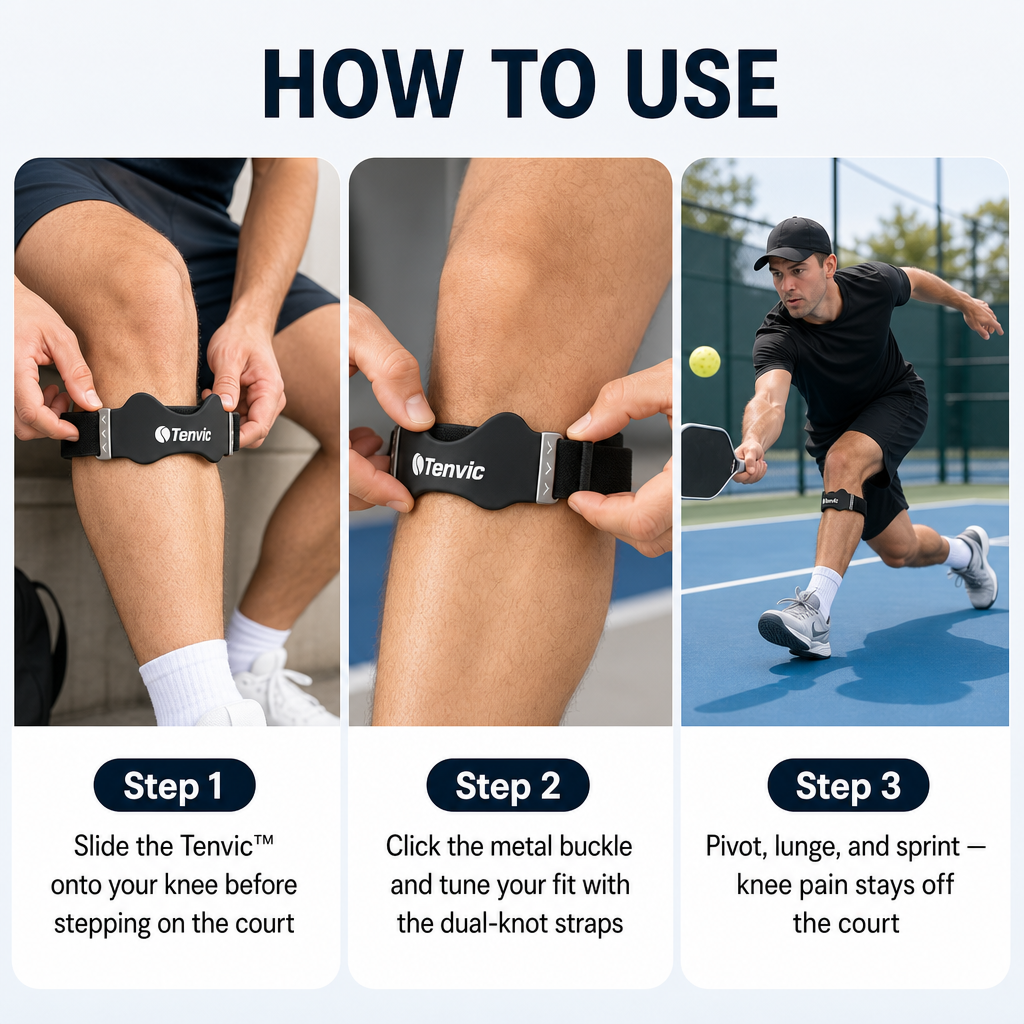 PickleRecover Pro Knee Sleeve — breathable knit and cushioned support zone close-up