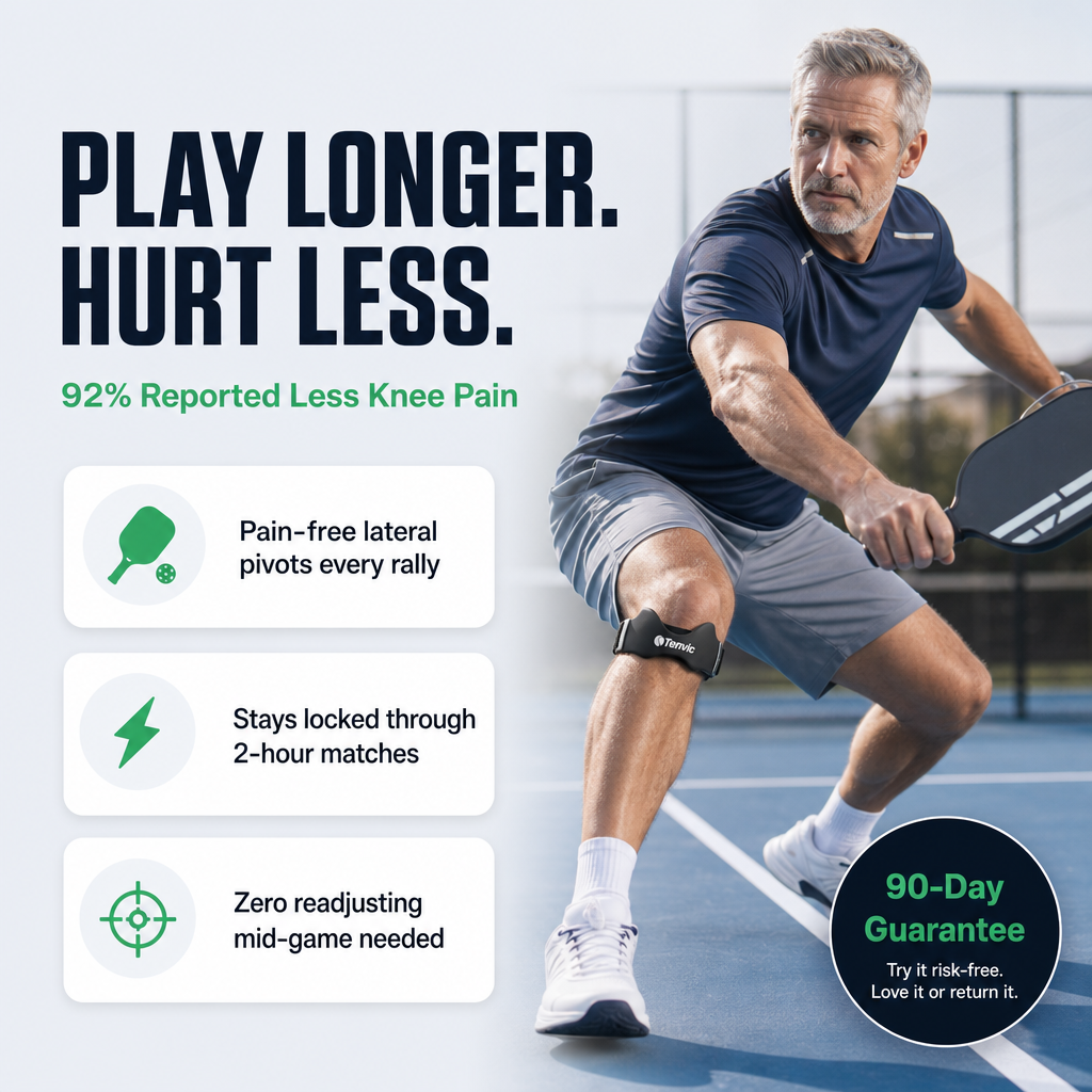 PickleRecover Pro Knee Sleeve — cushioned pickleball knee support, detail view